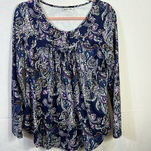 Ceasikery Blue Paisley Tunic Top Size Large like new